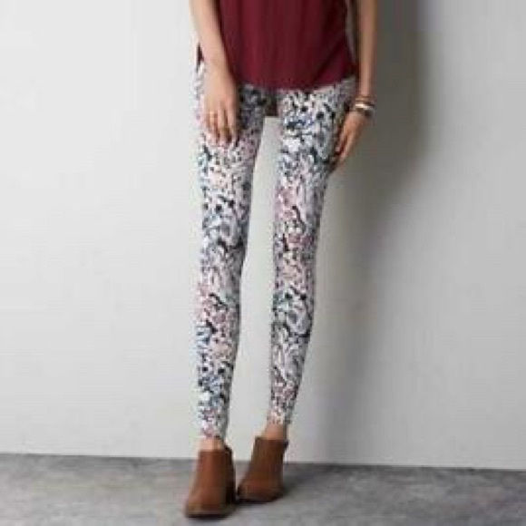 American Eagle Floral Print Stretchy Leggings - Picture 1 of 7